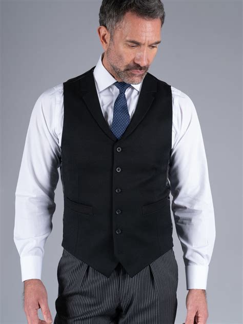 Single Breasted Morning Waistcoat Black Oliver Brown