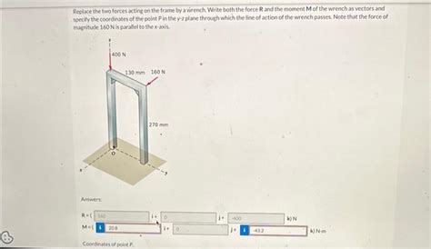 Solved Replace The Two Forces Acting On The Frame By A Chegg