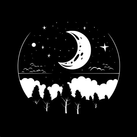 Night Sky Black And White Isolated Icon Vector Illustration 23852837 Vector Art At Vecteezy