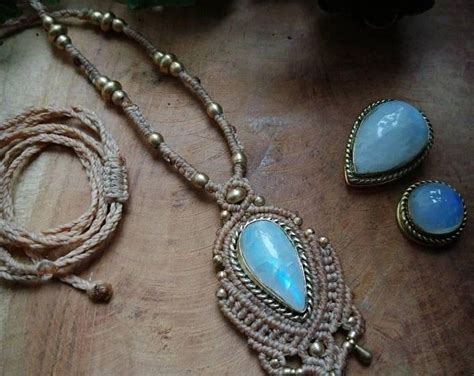 Collier plastron baroque macramé Pierre de lune bijoux style Etsy