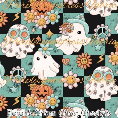 Floral Charm Ghost Checkers Purpleseamstress Fabric