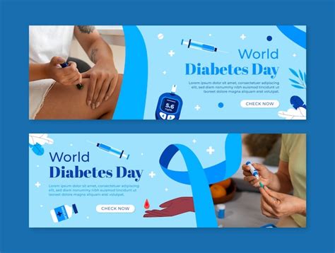 Free Vector Flat Horizontal Banner Template For World Diabetes Day