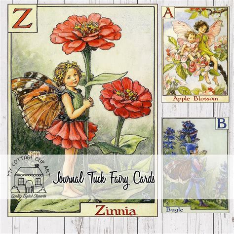 Vintage Garden Fairy Fairies Flowers Journal Fussy Cut Junk Ephemera