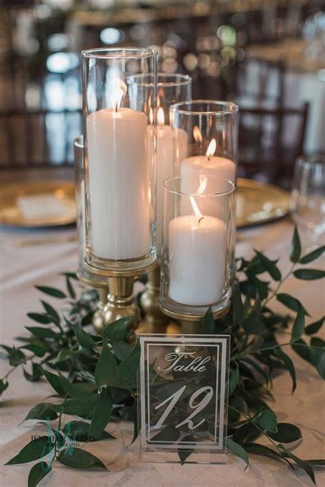 Romantic Wedding Centerpieces With Candles Roses Rings