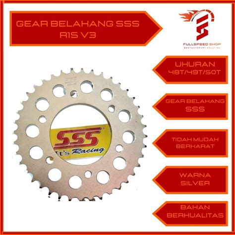 Jual GEAR BELAKANG REAR GEAR SSS 428 UNTUK MOTOR YAMAHA R15 V3 UKURAN