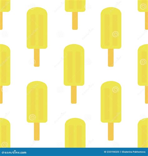 Seamless Pattern Of Ice Cream Ice Cream With Fruit Juice Popsicle On A Stick Stock Vector