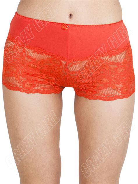 New Womens Ladies Rose French Lace Sexy Boxer Shorts Knickers Underwear Size