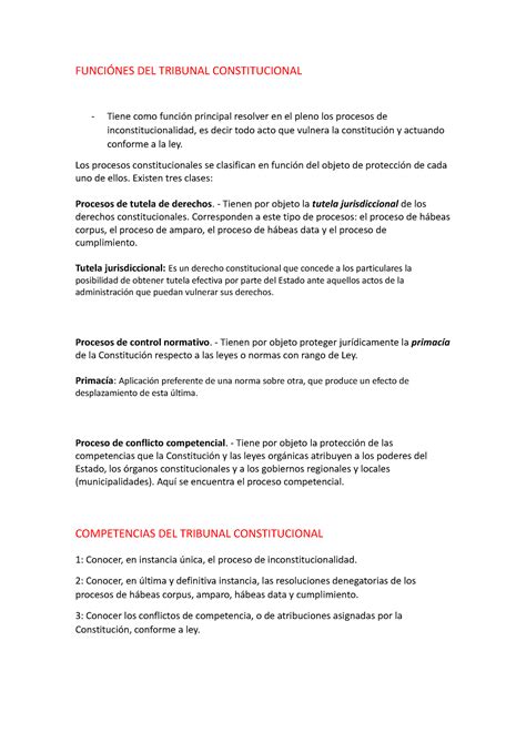 Funciones Competencias Jueces DEL Tribunal Constitucional