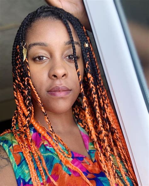 Fiery Orange Knotless Braids Hairstyle And Makeup Braided