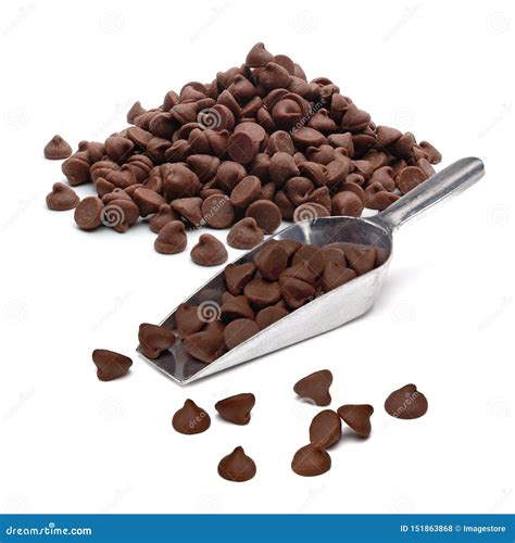 Pile Of Chocolate Chips Morsels In Scoop Stock Photo Image Of