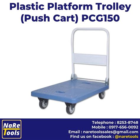 Hard Plastic Platform Trolley Cart Push Cart PCG150 Furniture Home