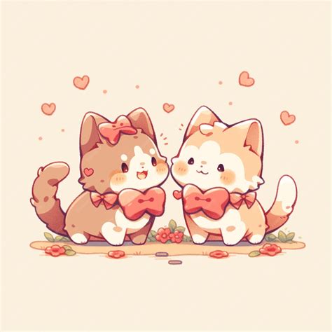 Premium Ai Image Cute Twin Cat With Valentine