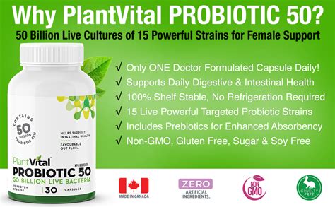 Plantvital Probiotics For Women 50 Billion Cfu 15 Bacteria Strains