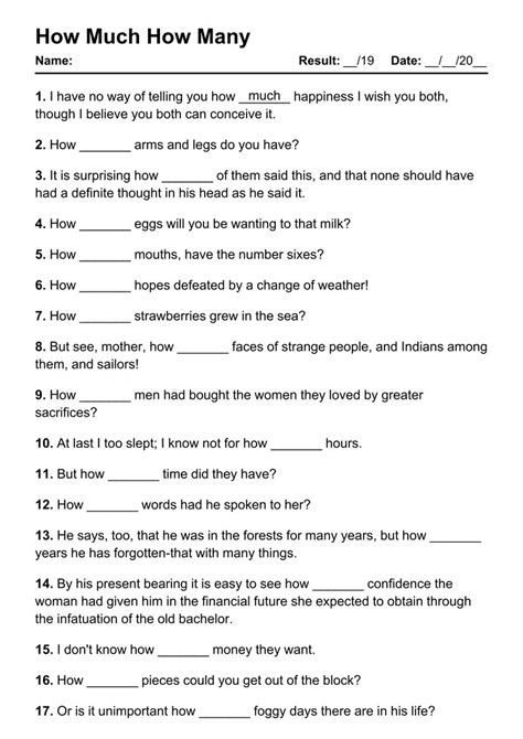 84 Printable How Much How Many Pdf Worksheets Grammarism Riset