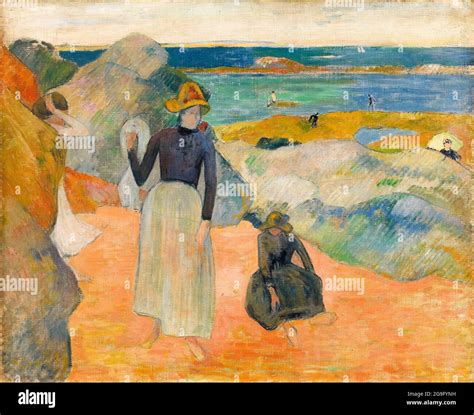 Paul Gauguin On The Beach Painting 1889 Stock Photo Alamy