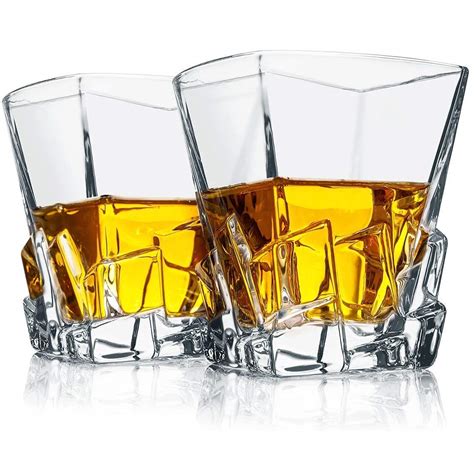 Yfxohar® Set Of 2 Whiskey Glass Unique Cool Crystal Rocks Whiskey Glasses For Scotch Bourbon