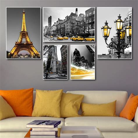 Mua Tranh Treo Tường Canvas Paris Sắc Vàng Decor Trang Trí Phòng Khách