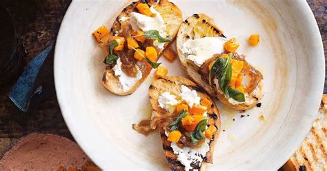 Pumpkin And Goats Cheese Bruschetta With Sage Burnt Butter