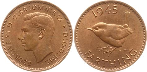 Großbritannien Farthing 1945 George VI 1936 1952 Vorzüglich