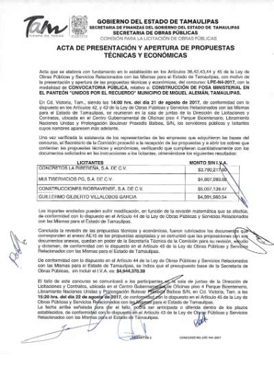 Acta De Presentaci N Y Apertura De Propuestas T Cnicas Y Econ Micas