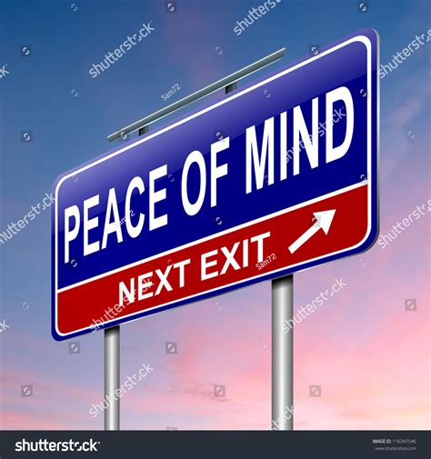 Illustration Depicting Roadsign Peace Mind Concept Stock Illustration