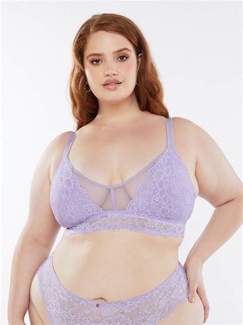 Floral Lace And Mesh Bralette In Purple Savage X Fenty