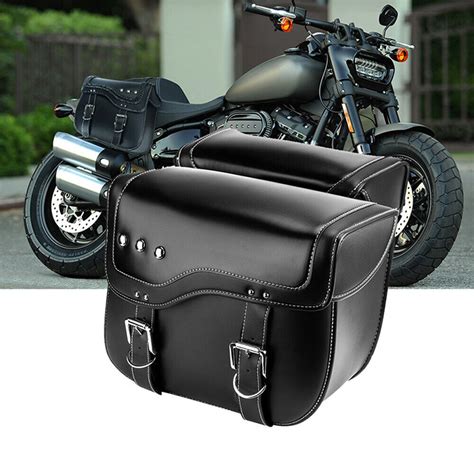 Pcs Pu Leather Motorcycle Side Saddle Bags Universal Saddlebags