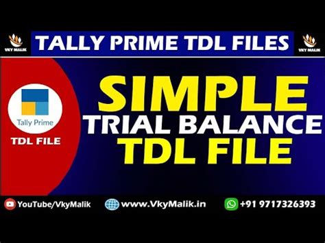 Simple Trial Balance TDL File In Tally Prime Taly Prime Free TDL File