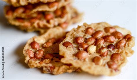 Peanut Peyek On White Background Peanut Rempeyek Or Peyek Is A Deep