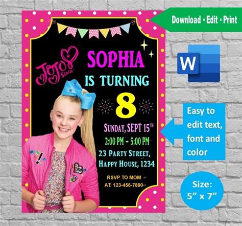 Jojo Siwa Invite Template