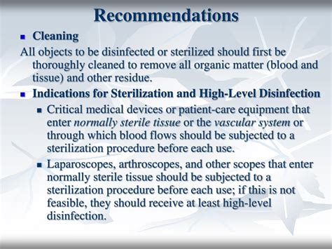 Ppt Disinfection And Sterilization Of Patient Care Equipment Powerpoint Presentation Id 3046907