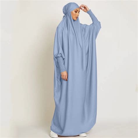 Ramadan Muslim Robe One Piece Cinch Sleeve Long Dress Prayer Hijab