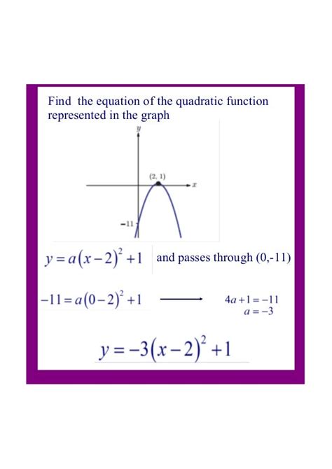 3) quadratic vertex form