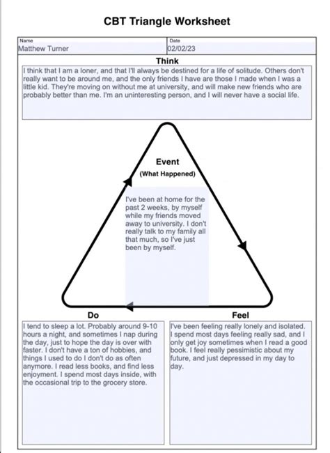 Printable Cbt Triangle Therapist Aid Printable Jd