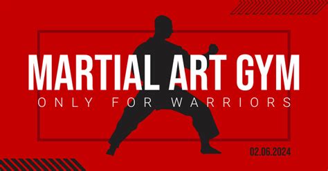 Red Modern And Minimal Martial Art Gym Facebook Template Postermywall