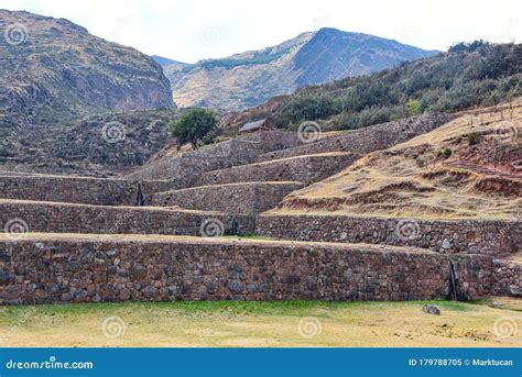 Inca Stone Terraces At The Tipon Archaeological Site Cusco Peru