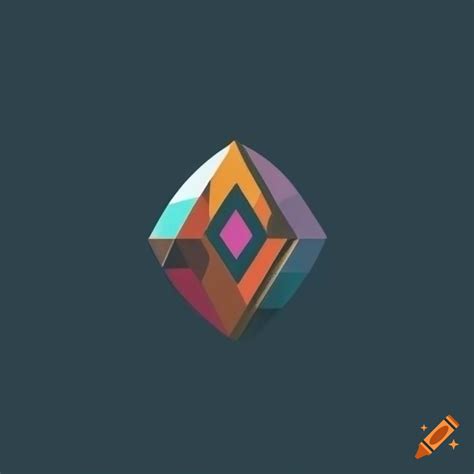 Minimalist Design Of An Oval Diamond Gemstone Logo With Aztec Triangles