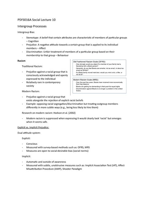 PSY5016A Social Lecture 10 PSY5016A Social Lecture 10 Intergroup