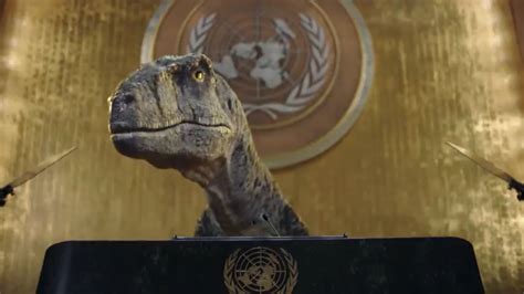 Talking Dinosaur Invades Un To Give Climate Change Speech In Bizarre