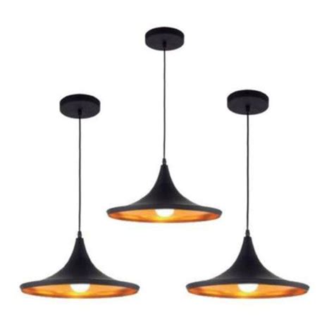 Kit 3 Lustre Pendente Luminaria Tom Dixon Funil Balao Chapeu Preto