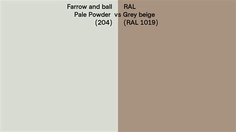 Farrow And Ball Pale Powder 204 Vs RAL Grey Beige RAL 1019 Side By