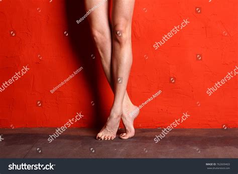 Naked Woman Ballerinas Legs On Red Stock Photo 762609403 Shutterstock