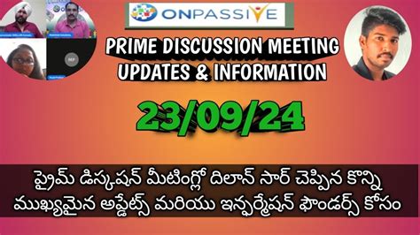 Onpassive Telugu Prime Discussion Dhillon Sir Updates Today