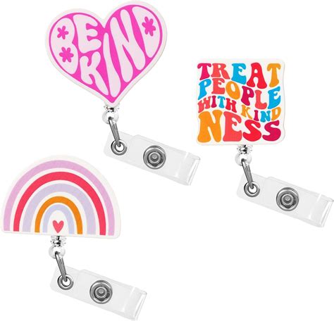 Dimeho 3PCS Cute Nurse Badge Reel Retractable Badge Holders Funny