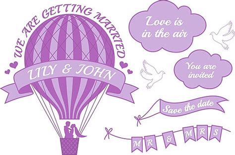 Hot Air Balloon Wedding Invitationvector Art Retro Love Vector Art Retro Love PNG And Vector
