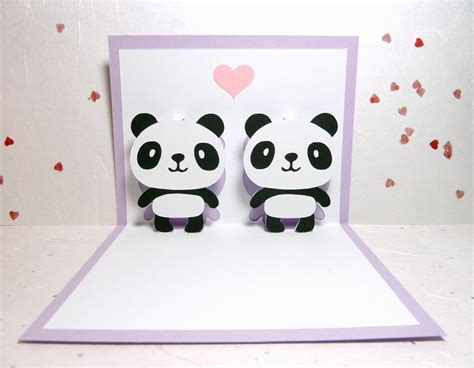 Pandas In Love 2 Pop Up Card 885 Via Etsy Panda Card Panda Love