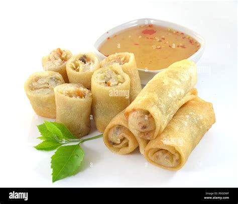 Spring Roll Also Known As Egg Roll Isolated On White Stock Photo Alamy