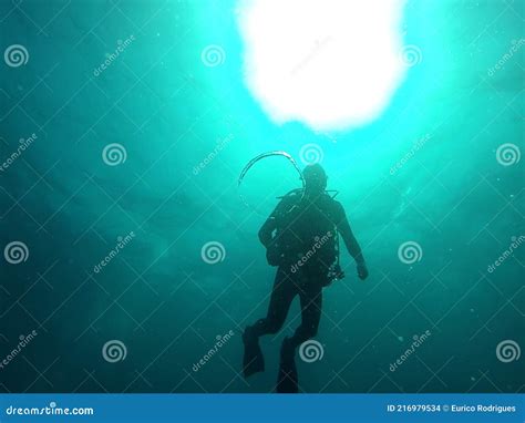 A Scuba Diver Creating Bubble Rings Editorial Stock Image Image Of