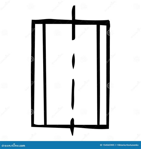 Rectangle Divided For 3 Parts Sketch Hand Drawing Black Outline On White Background Vector