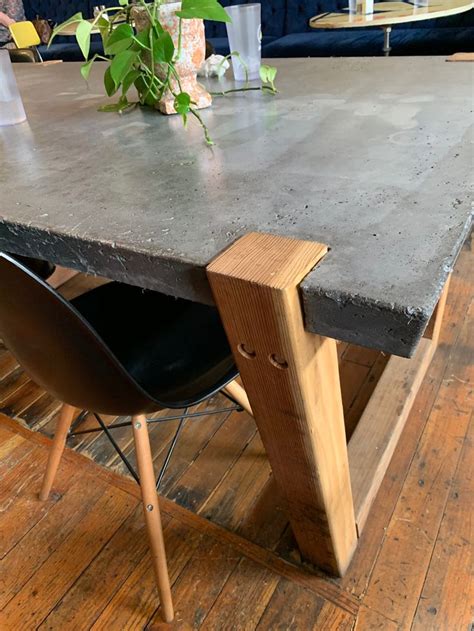 DIY Concrete Dining Table With Two Chairs